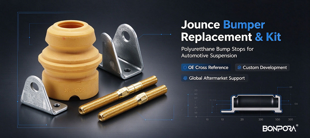 Bonpora supplies durable polyurethane bump stops, OE cross-referenced replacement parts and complete kits for global automotive suspension applications