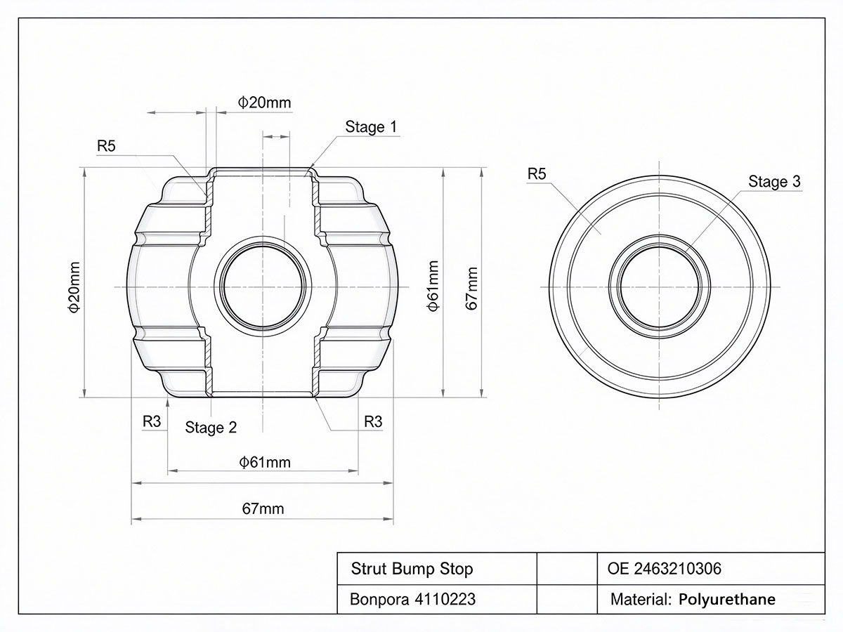 Mercedes-Benz Strut Bump Stop 2463210306 - Polyurethane Replacement Parts from Chinese Auto Parts Factory