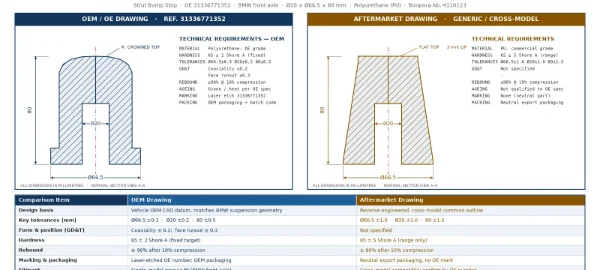 OEM vs Aftermarket Bump Stops: What Changes in the Drawing