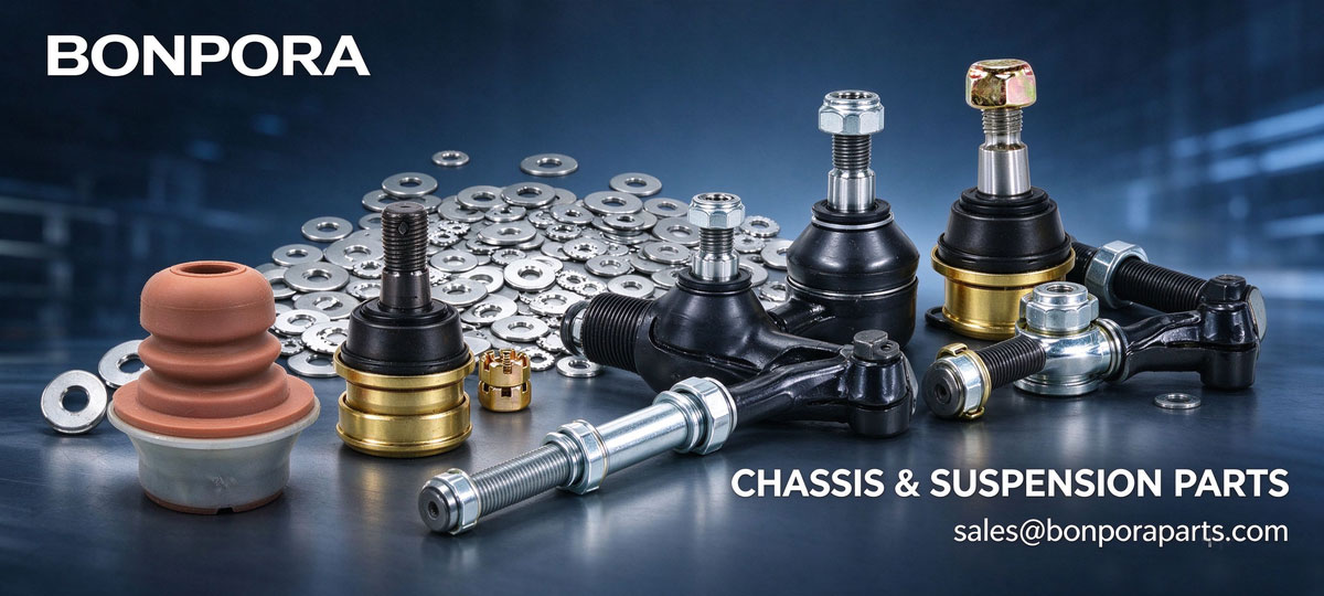 BONPORA chassis and suspension parts banner - bushing, ball joint, tie rod, steel shim and link