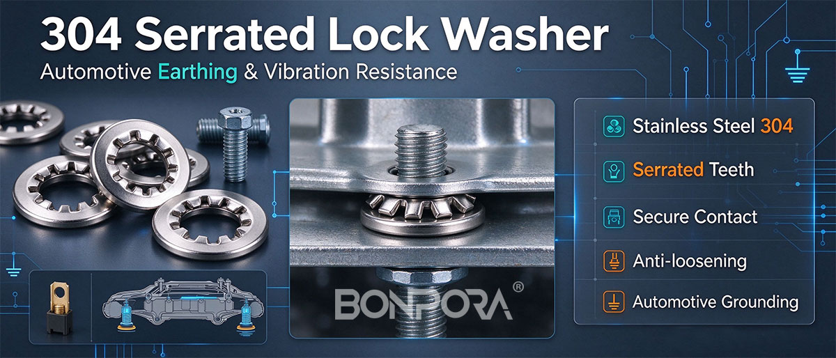 304 Stainless Steel Serrated Lock Washer , Automotive Earthing Anti Loosening